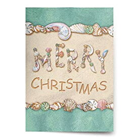 中古 【中古】【輸入品・未使用】Christmas Cards - Box Set 18 Cards and 18 Envelopes - Merry Christmas Written in the Sand with Seashells Spelling"Merry"