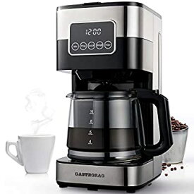 【中古】Gastrorag 10カップ ドリップコーヒーメーカー - プログラム可能なコーヒーマシン ガラスカラフェ付き 保温 永久フィルター CM-1290S (ステンレ