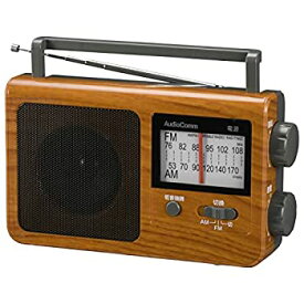 【中古】OHM AudioComm AM/FMポータブルラジオ 木目調 RAD-T780Z-WK ブラウン 幅233×高136×奥行62mm