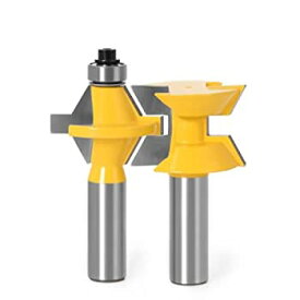 【中古】2個120度ロックマイターフィンガージョイントルータービットセット8mm1 / 2 ''ウッド合板MDF木工工具用シャンクフライス,1/2 handle