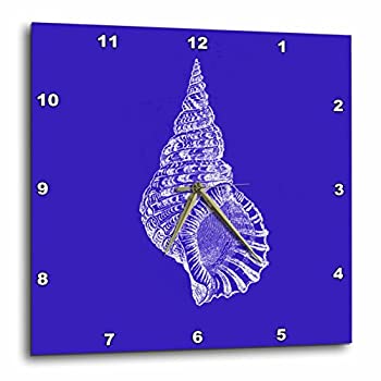 3dRose ダークブルー 円錐 貝殻 プリント ビーチ 貝殻 スパイラル イラスト 壁時計 15 x 15インチ (DPP_164982_3)