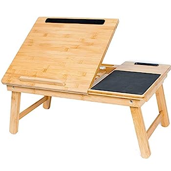 Bird Rock 竹製 折り畳み ノートパソコン テーブル 幅広ベッドトレイ ノートを保持