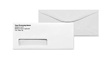 カスタムプリント #10 ウィンドウ封筒 明るいホワイト織物 #10 スムース仕上げ プロによるプリント (1000)