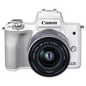 【中古】Canon ミラーレス一眼カメラ EOS Kiss M2 標準ズームレンズキット ホワイト KISSM2WH-1545