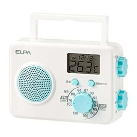 【中古】【未使用未開封】朝日電器 ELPA(エルパ) AM/FMシャワーラジオ 水回りで使える 時計や温度を表示できる液晶画面 ER-W40F