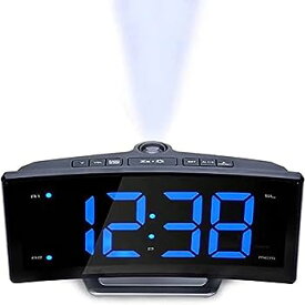 【中古】MOTOZA FMラジオプロジェクション目覚まし時計、ミラーウォッチ電子アーク時計、USB充電機能プロジェクタールミナスデジタル卓上時計、黒 (Color