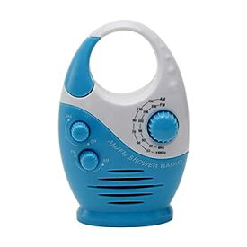 【中古】UXELY シャワーラジオ、バスルームラジオ AM FM、防水ハンギングシャワーラジオ 調整可能なボリューム内蔵スピーカー(ホワイトブルー)