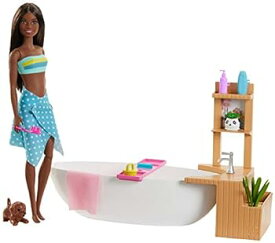 【中古】?Barbie Fizzy Bath Doll and Playset, Brunette, with Tub, Fizzy Powder, Puppy and More, Gift for Kids 3 to 7 Years Old