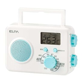 【中古】朝日電器 ELPA(エルパ) AM/FMシャワーラジオ 水回りで使える 時計や温度を表示できる液晶画面 ER-W40F