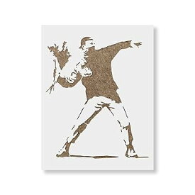 【中古】Rage Flower Thrower Banksy - アーバンステンシル、レイジ、花投げ。