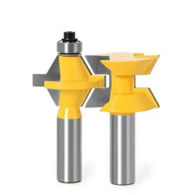 【中古】2個120度ロックマイターフィンガージョイントルータービットセット8mm1 / 2 ''ウッド合板MDF木工工具用シャンクフライス,1/2 handle