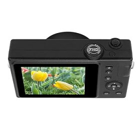 【中古】【未使用】Vlogging カメラ Selfie デュアル スクリーン 防水 4x ズーム 多機能ディスプレイ フォト タイム 4K デジタル カメラ アウトドア(黒)