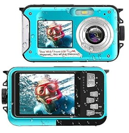【中古】【未使用】YISENCE 防水／水中 デジカメ フルHD 2.7K 48MP 自撮