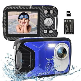 【中古】【未使用】YEEIN 防水デジタルカメラ ブルー