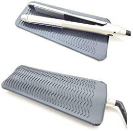 【中古】【未使用】ヘアアイロン耐熱ポーチ 滑り止めマット 2way 260℃の高温も耐熱しやけど防止 旅行出張など携帯に便利 グレー