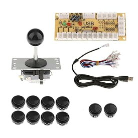 【中古】【未使用】PCコントローラ DIYキット アーケードゲーム用 ゼロ遅延 USBエンコーダボード 交換部品, ブラック