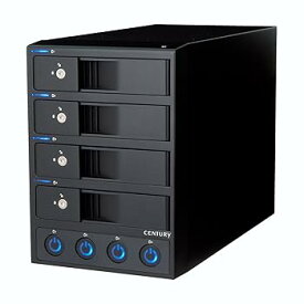 【中古】センチュリー 独立電源スイッチ搭載USB3.2 Gen1接続3.5インチSATA×4 HDDケース「裸族のカプセルホテル Ver.3」 CRCH35U3IS3_FP