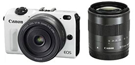 【中古】 Canon キャノン ミラーレス一眼カメラ EOS M2 ダブルレンズキット (ホワイト) EF-M18-55mm F3.5-5.6 IS STM EF-M22mm F2 STM付属 EOSM2WH-WLK