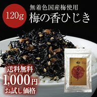 1000円ポッキリ 送料無料【無着色国産梅使用梅の香ひじき アルミパック120g】 無着色 梅ひじき 国産 ふく…