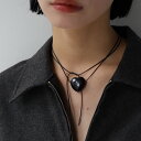 N245 ネックレス ハート ブラック ロング 結び目 大ぶり 個性 レディース おしゃれ レザー 可愛い シンプル つけっぱなし プレゼント 調節可能 ジュエリー ajiro