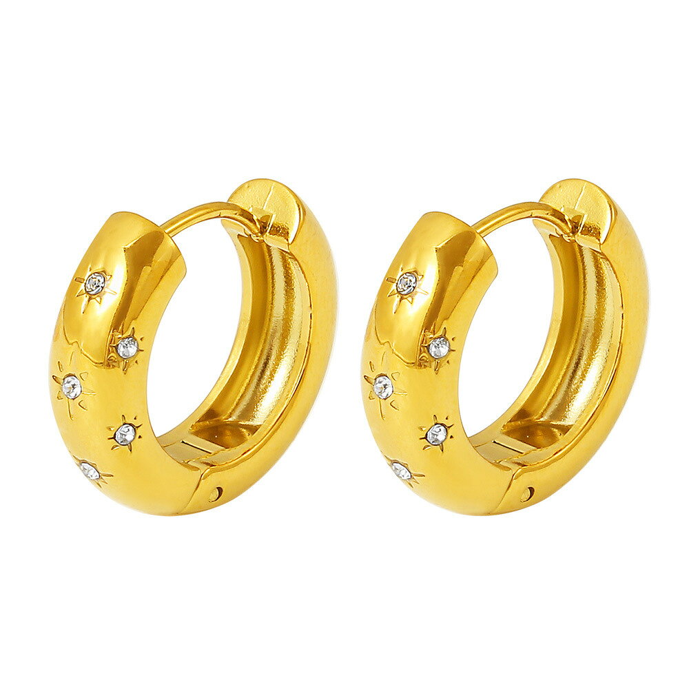【10%OFFクーポン配布中】P249 ピアス キャッチレス 金属アレルギー対応 フープ フープピアス キラキラ 星 スター 八芒星 ぷっくり おしゃれ ギフト プレゼント シンプル カジュアル パーティー つけっぱなし - メイン画像 16