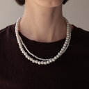 N268 ネックレス パール ロング 2重 つぶつぶ シンプル シルバー パールビーズ オケージョン フォーマル 二次会 パー…