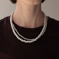 【10％OFFクーポン発行中】N268 ネックレス パール ロング 2重 つぶつぶ シンプル シルバー パールビーズ…