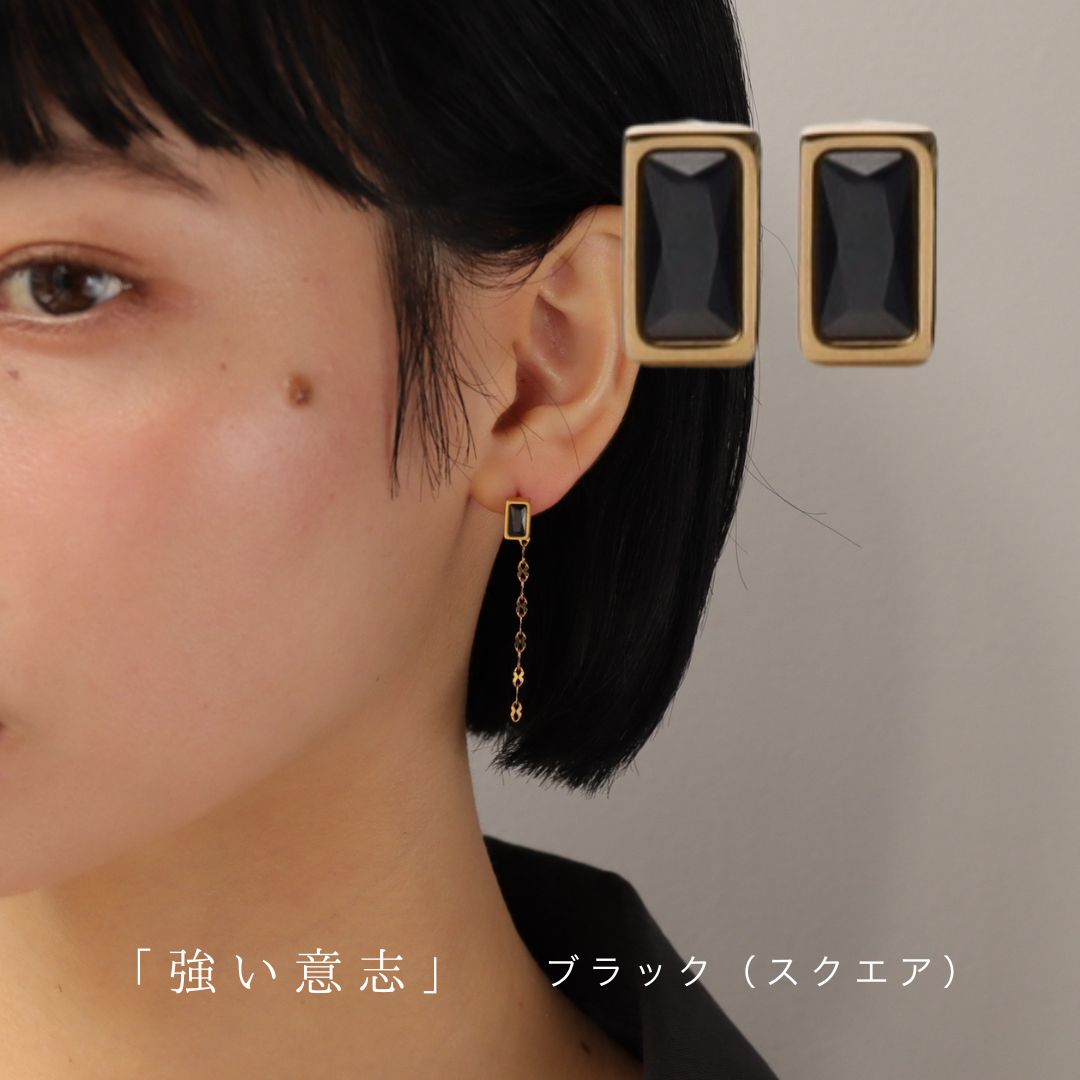 【yuki(ドキ子さん)ROOMコラボ】P442 ピアス イヤリング 金属アレルギー対応 サージカルステンレス カラーストーン スクエア ドロップ 小粒 2way 揺れる 華奢 レディース デイリー オフィス ゴールド 人気 - メイン画像 19