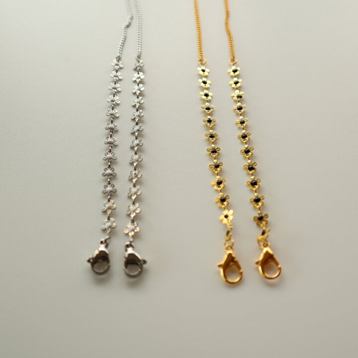 楽天市場 N058 2way マスクチェーン メガネチェーン ゴールド シルバー ブラック ホワイト フラワー 花 マスク ネックレス マスクストラップ Ajiro Jk Rk Ajiro アクセサリー