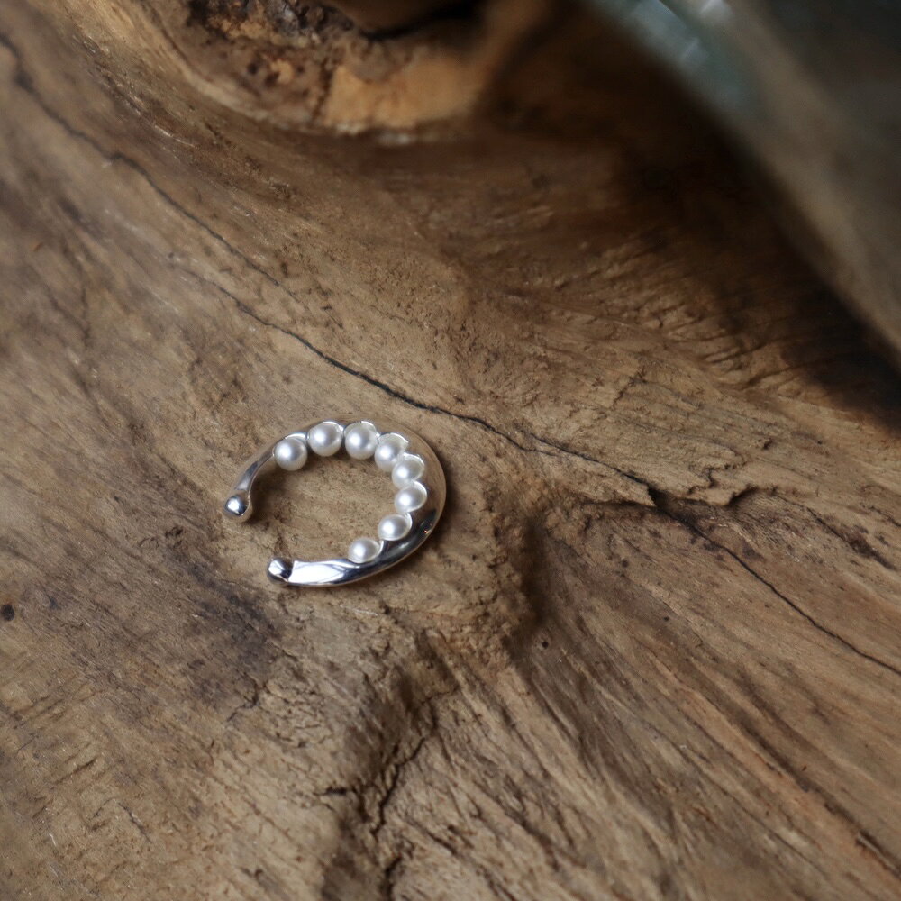【最大35%OFFクーポン配布中】C034 パール イヤーカフ イヤカフ silver925 シンプル 片耳 スリム シルバー イヤリング ゴールド プレゼント フリーサイズ レディース Moon surface earcuff 6qz - メイン画像 11