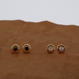 P242　サージカルステンレス　ステンレス　ピアス　ブラック　ハート　イヤリング　ゴールド　金属アレルギー対応　ギフト　プレゼント　シンプル　オフィス　ajiro　accessory 5et 5ak