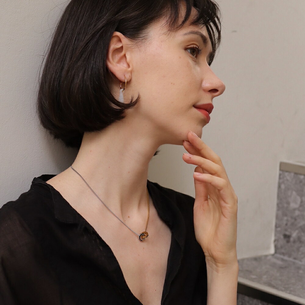 【最大35%OFFクーポン配布中】N210 ネックレス バイカラー サークル シンプル チェーン サージカルステンレス シンプル ゴールド レディース 女性 ギフト プレゼント デイリー つけっぱなし アレルギー対応 金アレ対応 ajiro accessory - メイン画像 10