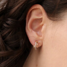 【※12/4 20:00~ 20%OFF＋P20倍】P443 ピアス イヤリング 痛くない フープ 3連 ジルコニア キラキラ 華奢 高見え 高級感 上品 ゴールド オケージョン 結婚式 シンプル ギフト プレゼント おしゃれ オフィス 女性 レディース 両耳用 2個売り 5ss