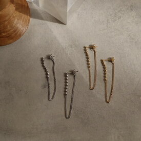 P297 ピアス サージカルステンレス ボールチェーン つぶつぶ 揺れる ユニーク 金属アレルギー対応 ギフト プレゼント シンプル おしゃれ カジュアル オフィス accessory 5yk 5az