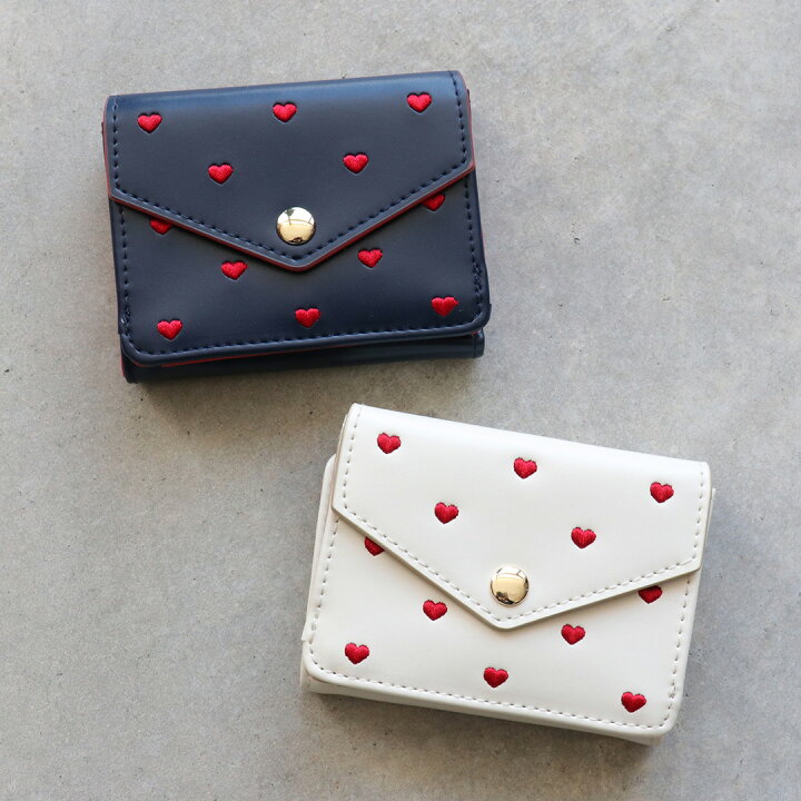 楽天市場】ミニ財布 小さい財布 ミニウォレット ハート刺繍 三つ折り 