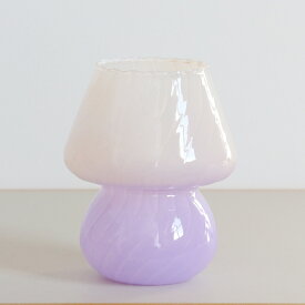 マッシュルーム型 フラワーベース [ クリア / ピンク / パープル ] ストライプ きのこ ガラス 花瓶 韓国 インテリア 雑貨 韓国雑貨 韓国インテリア おしゃれ かわいい