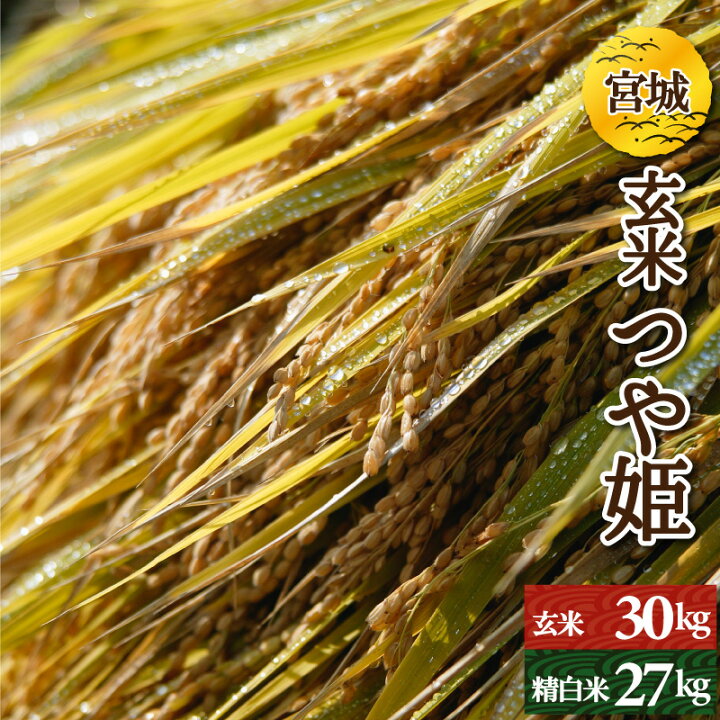楽天市場】宮城県産 つや姫 玄米30kg or 白米27kg 令和7年産 検査一等 