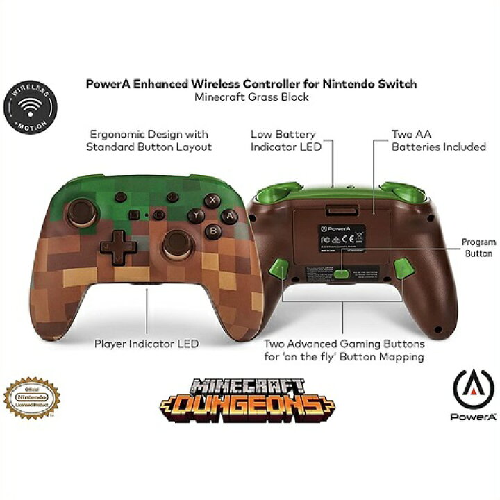 楽天市場 Nintendo Switch ニンテンドー スイッチ ワイヤレスコントローラー マインクラフト Powera マイクラ Minecraft 任天堂 スウィッチ 無線 コントローラー ａｊマート
