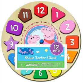 Peppa Pig ペッパピッグ 木製 時計型パズル 12ピース Shape Sorter Clock おもちゃ/プレゼント/知育玩具/時計学習/クリスマス/