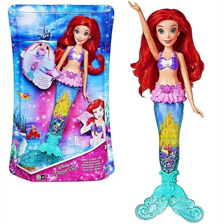 楽天市場 Disney ディズニープリンセス 光る グリッターグロー アリエルドール Disney Princess Glitter N Glow Ariel Doll With Lights リトルマーメイド アリエル 人形 フィギュア おもちゃ 女の子用 ドレス クリスマス プレゼント ａｊマート