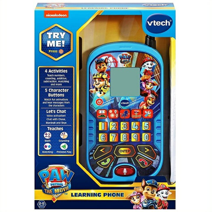 楽天市場 Vtech パウパトロール ザ ムービー ラーニングフォン Vtech Paw Patrol The Movie Learning Phone スマホ スマートフォン 英語学習 英会話 おもちゃの電話 学習ゲーム 問題解決 パターン マッチング 足し算 引き算 ａｊマート