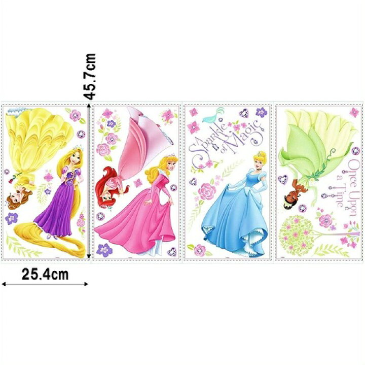 楽天市場 Roommates ディズニープリンセス ウォールステッカー デカール Glow Princess Rmk1903scs ウォールシール 壁紙 壁用 ルームメイツ はがせる ａｊマート