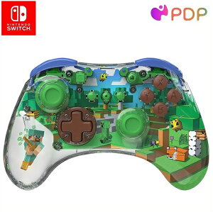 【Nintendo SWITCH】 ニンテンドー スイッチ PDP REALMz マインクラフト ワイヤレスコントローラー (無線) 充電式 /任天堂/スケルトン/マイクラ/フォレストバイオーム