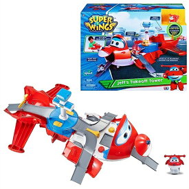 Super Wings スーパーウィングス ジェットのテイクオフタワー プレイセット フィギュア付き Jett's Takeoff Tower 2-in-1 Airplane Toys Playset おもちゃ/ロボット/飛行機/車両/スーパーウイングス/