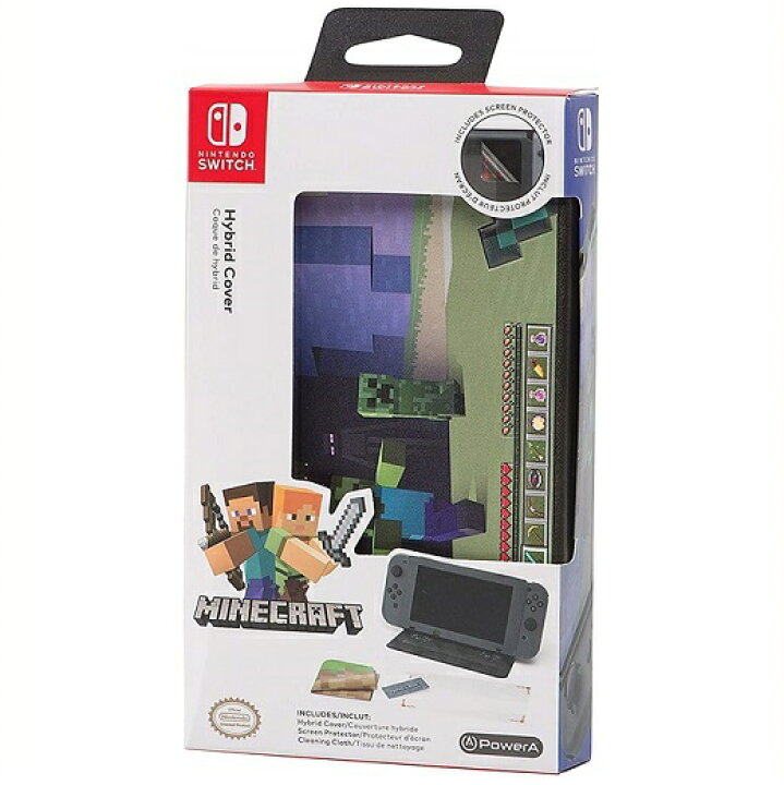 楽天市場 Nintendo Switch ニンテンドー スイッチ ハイブリッドカバー マインクラフト マイクラ Powera 任天堂 スウィッチ きせかえ 画面保護 フロントカバー スタンド ａｊマート
