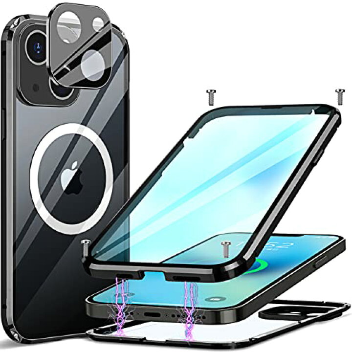 楽天市場】ネジ固定式+磁気吸着 MESTRIEV iPhone 14 Plus 用 ケース クリア両面強化ガラス 360 全面保護 一体型レンズ保護 MagSafe対応ワイヤレス充電対応 アルミ バンパー マグネット式 耐衝撃 アイフォン14 プラス 金属 : AJ WORKS SHOP