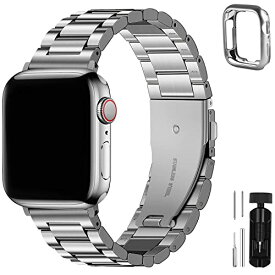 Apple Watch バンド ベルト ステンレス、45mm 44mm 42mm コンパチブル iwatchバンド アップルウォッチ バンド Apple Watch Series 8/7/6/5/4/3/2/1、SE/SE2、Ultraに対応 保護ケー