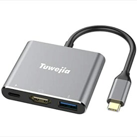 USB Type c HDMI アダプタ Tuwejia usb タイプc 4K 解像度 hdmiポート+USB 3.0高速ポート+USBタイプC高速PD充電ポート 3-in-1 変換 アダプタ UHDコンバータ MacBook Pro/MacBook