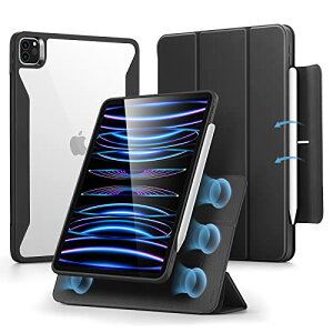 ESR iPad Pro 11�C���` �P�[�X (2022/2021)�p ��4/3����Ή� �n�C�u���b�h�P�[�X �y���V���z���_�[�t�� ���O���\�Ȏ��C�J�o�[ �����X�^���h Rebound 360�V���[�Y �u���b�N
