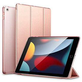 ESR iPad 9世代 ケース 10.2インチ ipad ケース 第7/8/9世代通用(2021/2020/2019モデル) 半透明 指紋防止 三つ折りスタンド オートスリープ/ウェイク機能対応 薄型 軽量 傷防止 耐衝撃 ハードカバー ローズゴール